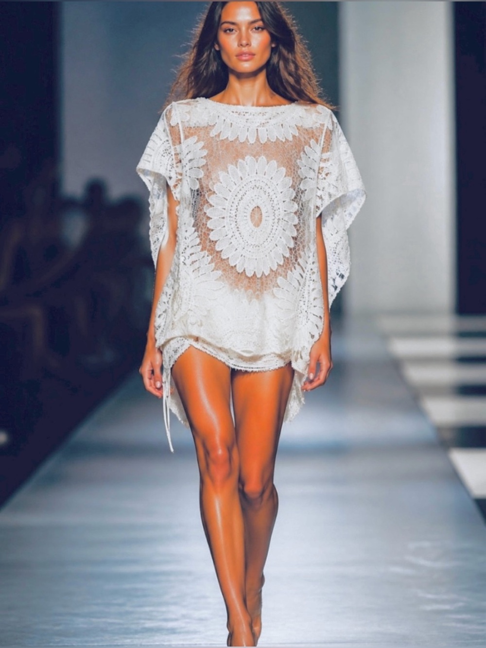 Cupshe White Crochet Medallion Beach Cover-Up Tunic